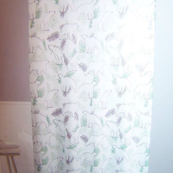 Winter Wonder Lane Glitz & Glam NWT Shower Curtain Set - Pines & Polar Bears - Picture 2 of 4